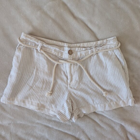 Cynthia Rowley 100% linen striped shorts - Picture 1 of 8